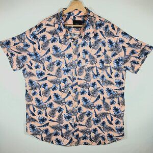 Rails Men's XXL Peach Linen Blend Button Up Hawaiian Aloha Short Sleeve Shirt